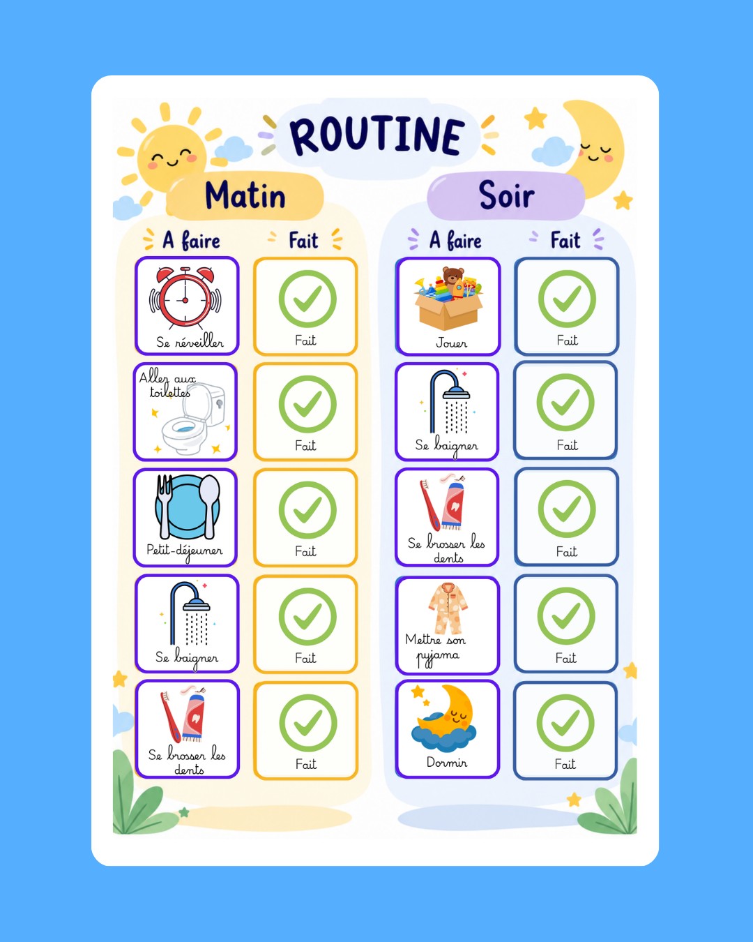 🌞🌙 Ma Routine Matin & Soir – À imprimer